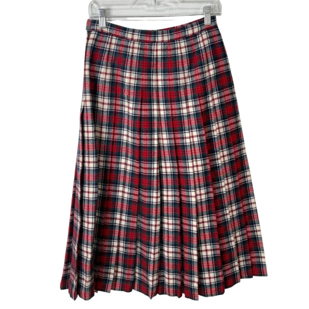 Pendleton Macduff Tartan Set of 2 Skirts Plaid Red Wool & White Black Size 8 - Picture 3 of 13